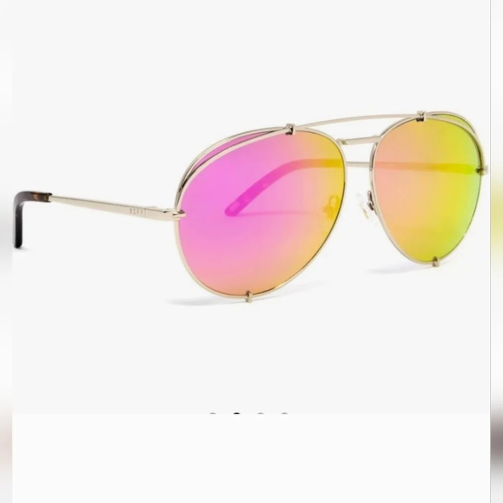 DIFF Eyewear Koko Kardashian Mirrored Pink Gold Frame Aviators Summer Sunglasses - Picture 2 of 8